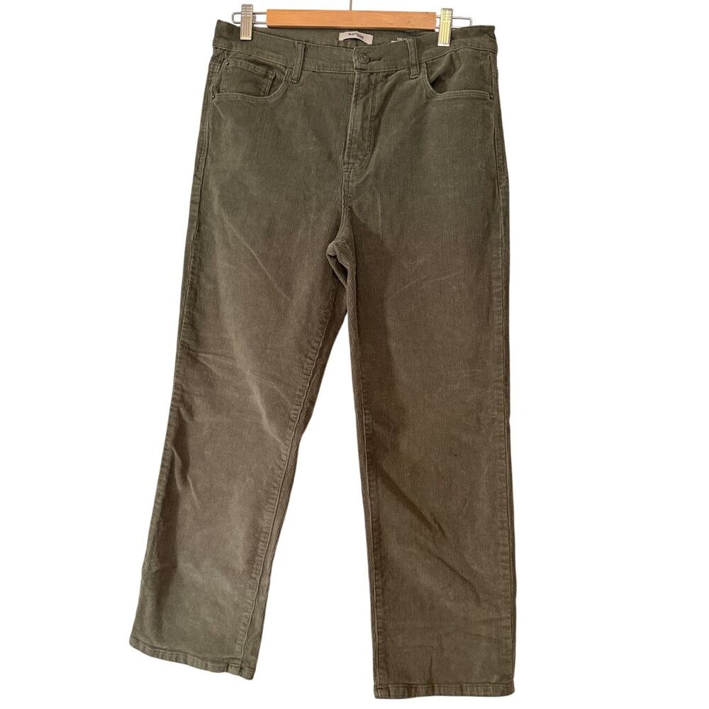 Kensie Jeans The Ella High Rise Straight Corduroy Pants Olive Green 10/30